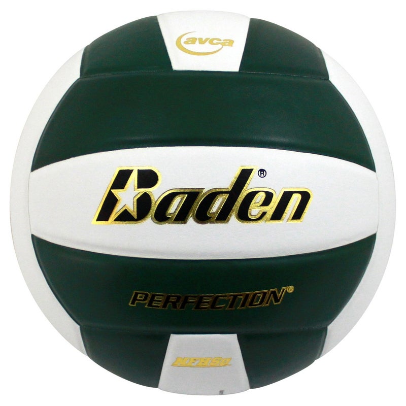 Baden | Perfection | Premium Leather | Indoor Official Game Volleyball | 13U to College | Official Size + Weight | Green/White | NFHS + AVCA Approved - Image 1